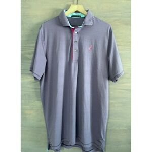 Greyson Golf‎ Performance Wolf Print Purple Stripe Polo Shirt Size XL Hit Logo